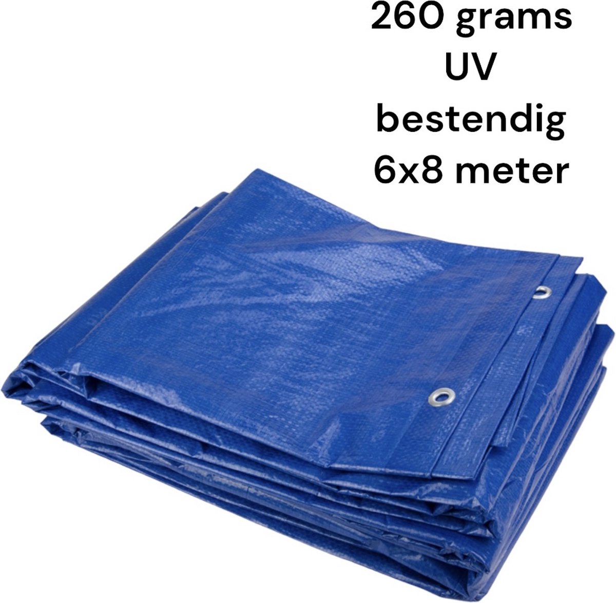 Blauw dekzeil 6x8 mtr-Heavy duty uitvoering-260 grams PE-Dekzeil boot-Dekzeil.