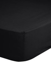 Luxe jersey geweven hoeslaken zwart - 160/180x200 (lits-jumeaux) - heerlijk zacht en ademend - hoogwaardige kwaliteit - rondom elastiek - hoge hoeken - perfecte pasvorm