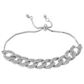 Fako Bijoux® - Dames Armband Ringen Strass - 12mm - Verstelbaar - Cadeau - Verjaardag - Vrouw - Zilverkleurig