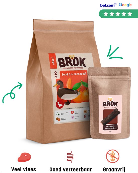 BROK - Proefpakket - Graanvrije hondenbrokken - Eend & Sinaasappel - 2kg