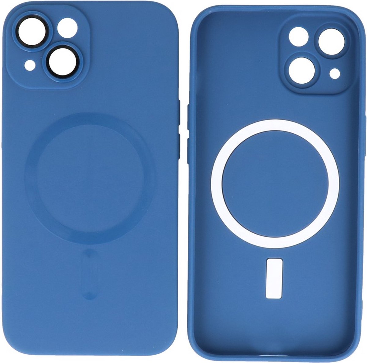Hoesje Geschikt voor iPhone 14 Plus - Back Cover - MagSafe Hoesje met Camera Beschermer - Navy