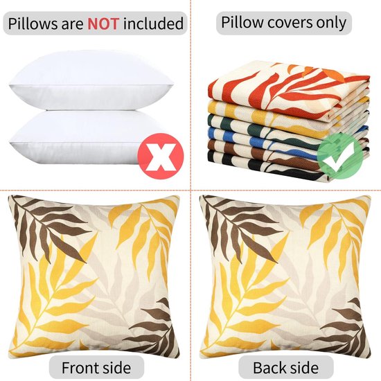 Sunset K-4953 Kussenhoezen voor bankkussen, decoratief, 60 x 60 cm, set