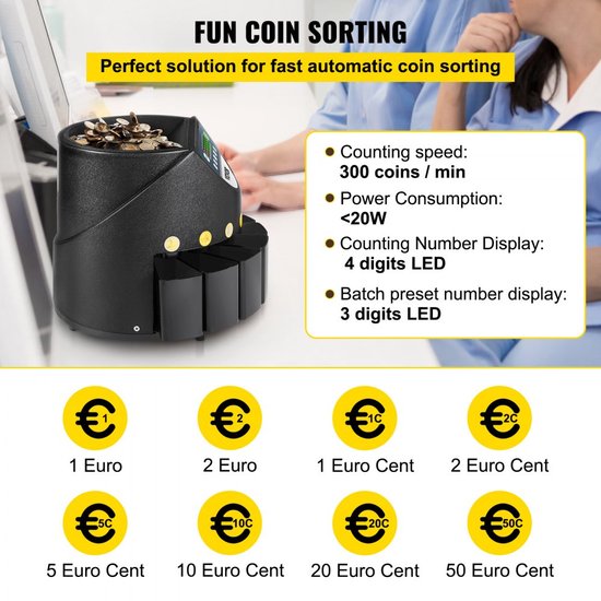 Auto-Euro Munt Sorter Teller Machine Voor Tellen Munten 220 Munten/Minuten - Merkloos