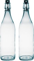 Bouteille/bouteille de conservation Bormioli Rocco - 2x - transparent - verre - 1 litre - Bouteilles d'eau/ Carafes