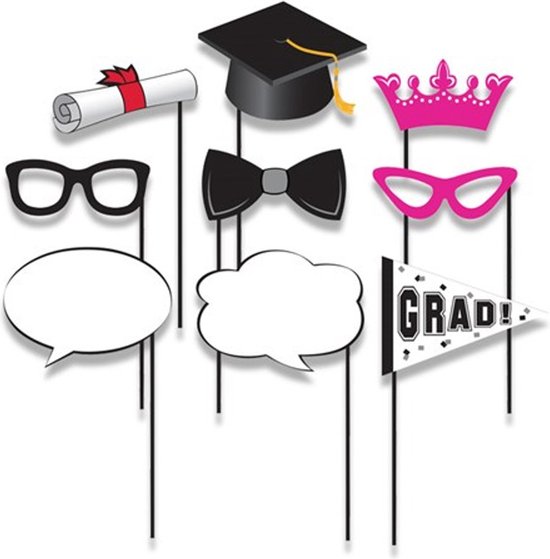 Foto: Haza foto prop set geslaagd 10 delig diploma uitreiking afstudeer feest photo booth