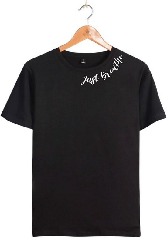 JustBreathe Black T-Shirt Unisex Cotton Casual