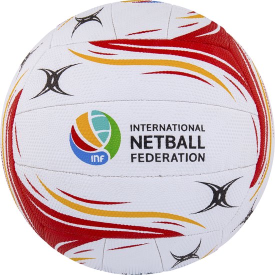 Ball de match Gilbert Netball Flare - Taille 5 - White / Rouge / Orange