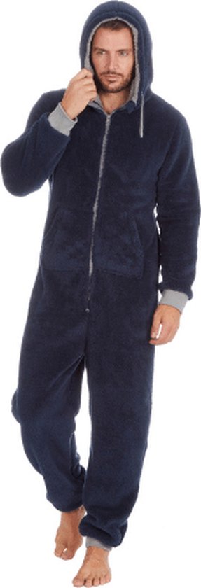 Onesie, Jumpsuit fluffy hooded super soft blauw/grijs