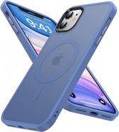 Hoesje Geschikt voor Apple iPhone 11 - Compatibel met MagSafe - Matte Beschermhoes - Back Cover met Magneet - Geschikt voor Draadloos Opladen met Magnetische Ring - Blue