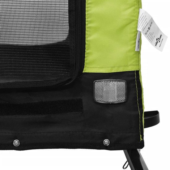 Remorque vélo pour chien tissu oxford et fer vert et noir