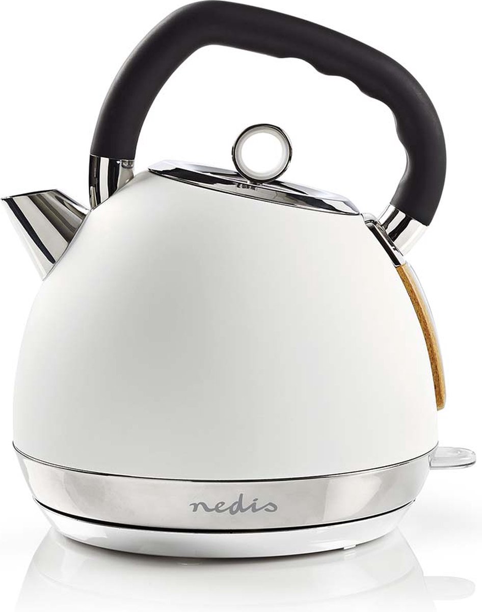 Nedis Elektrische Fluitketel Design Waterkoker 1.8 Liter 2200 Watt Soft-touch Wit