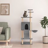 The Living Store Kattenmeubel - Alles-in-één - Lichtgrijs - 72 x 66.5 x 153 cm - Hout - pluche - sisal