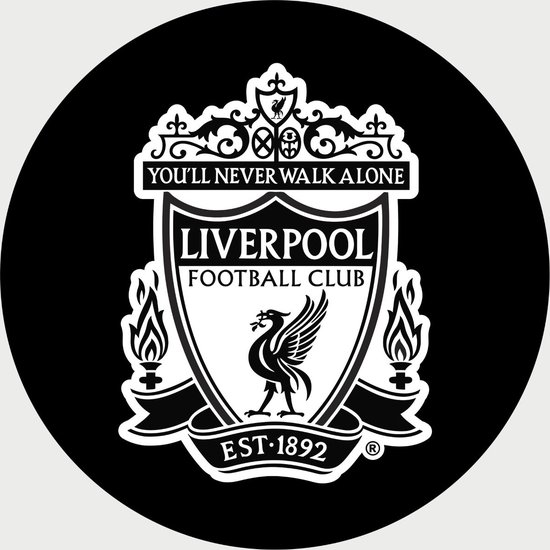 Liverpool Schilderij - Logo - Voetbal - UEFA - Champions League - Muurcirkel - Poster - Wanddecoratie op Aluminium (Dibond) - 40x40cm - Inclusief Gratis Ophangsysteem