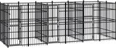 The Living Store Hondenkennel - Zwart Gepoedercoat Staal - 576x192x200 cm - Met Deuren - Afsluitbaar Vergrendelingssysteem