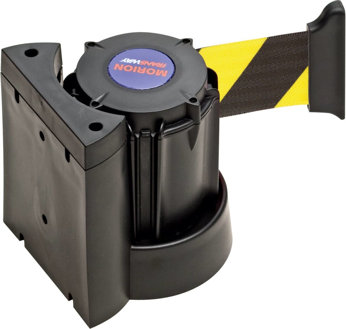 Morion wandcassette met uittrekbaar lint, geel zwart 4 meter