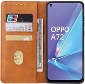 Smartphonica Oppo A72 leren hoesje met magnetische sluiting en pashouders book case – Bruin / Kunstleer / Book Case geschikt voor Oppo A72