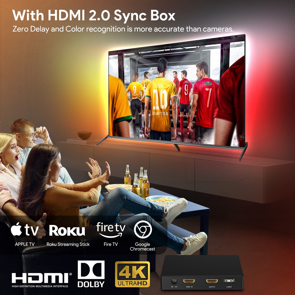 EDUP TV Led Strip HDMI Sync Box - Bande LED derrière le téléviseur -  Éclairage