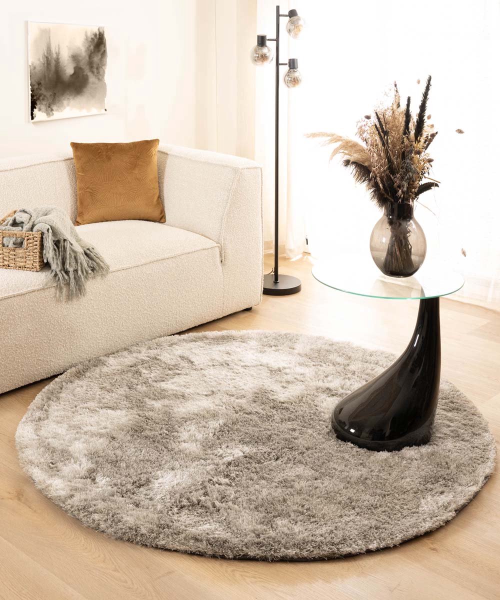 Rond shaggy vloerkleed - Spark zilver 300 cm