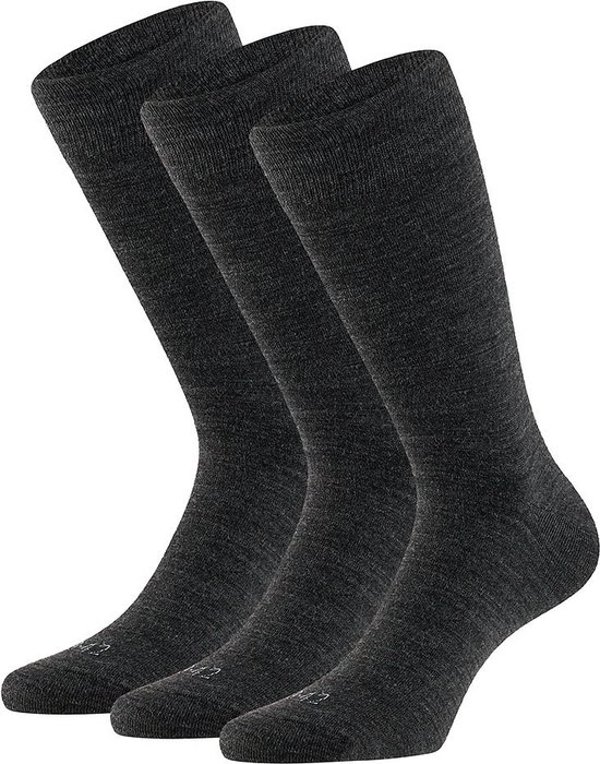 Apollo - Wollen sokken - Unisex - 3-Pak - Antraciet - Maat 43/46 - Merino sokken - sokken heren 43 46 - Wollen sokken - Naadloze sokken