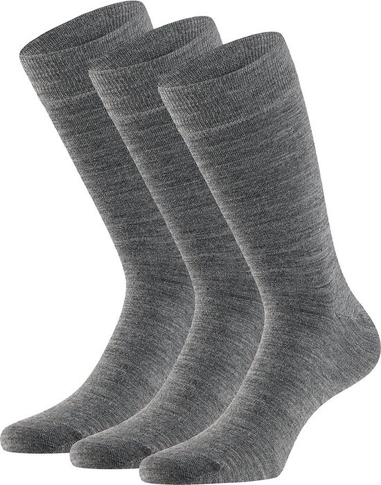 Apollo - Wollen sokken - Unisex - 3-Pak - Midden Grijs - Maat 35/38 - Merino sokken - Wollen sokken - Naadloze sokken