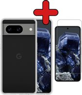 Hoesje Geschikt voor Google Pixel 8 Hoesje Siliconen Case Hoes Met Screenprotector - Hoes Geschikt voor Google Pixel 8 Hoes Cover Case - Transparant