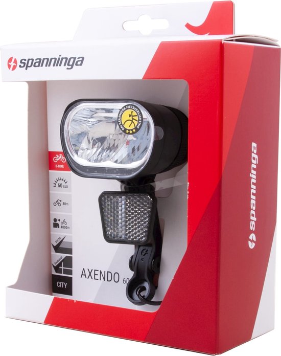 Spanninga Axendo Fiets koplamp - 60 lux - E-bike | bol