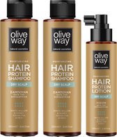 Oliveway SUPER Aanbieding set 2 shampoo's en lotion voor de gevoelige en droge hoofdhuid, helpt roos voorkomen - tegen jeukende hoofdhuid
