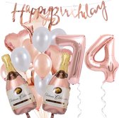 74 Jaar Verjaardag Cijferballon 74 - Feestpakket Snoes Ballonnen Pop The Bottles - Rose White Versiering