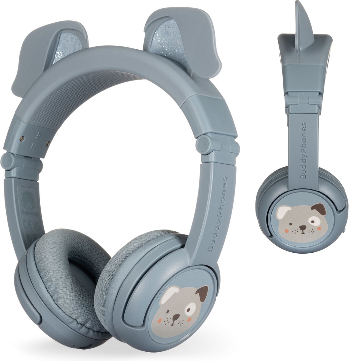 BuddyPhones PlayEars Koptelefoon kinderen - kinder Koptelefoon Draadloos – Volumelimiet 75/85/94 dB – 24 uur batterijduur - Honden oortjes