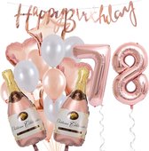 78 Jaar Verjaardag Cijferballon 78 - Feestpakket Snoes Ballonnen Pop The Bottles - Rose White Versiering