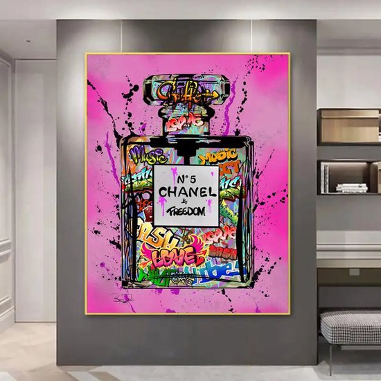 Graffiti-Poster-Canvas-Kunst-Muurdecoratie-Parfum-Chanel N05-40*60cm