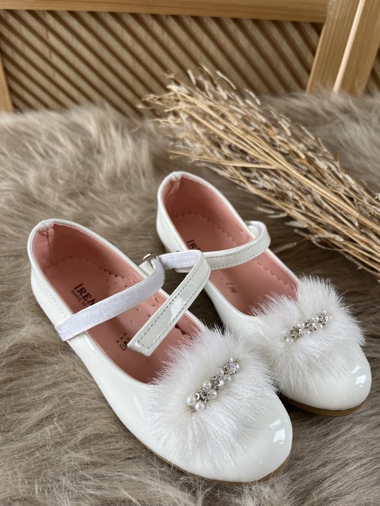 Meisjesschoenen-luxe feestschoenen-kinderschoenen-leren ballerina- schoenen met steentjes-kleur