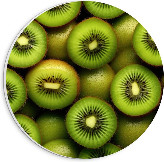 PVC Schuimplaat Muurcirkel - Eten - Fruit - Kiwi - Groen - 20x20 cm Foto op Muurcirkel (met ophangsysteem)