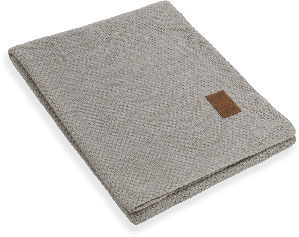 Knit Factory Jesse Gebreid Plaid - Woondeken - plaid - Wollen deken - Kleed - Iced Clay - 160x130 cm