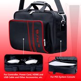 Equivera Premium Geschikt voor PS5 Tas - Met Gratis Controller Beschermhoes - Lichtgewicht - Water Resistent - Zwart & Rood - Geschikt voor PS5 Case - Geschikt voor PS5 Draagbare Tas - Reistas -