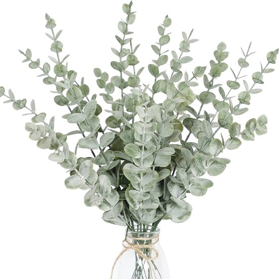 Kiek en Boor - Eucalyptus vert - Fleurs artificielles - Plante artificielle - Décoration d'intérieur - Décoration de mariage - Décoration de fête - 20 branches - 37 cm