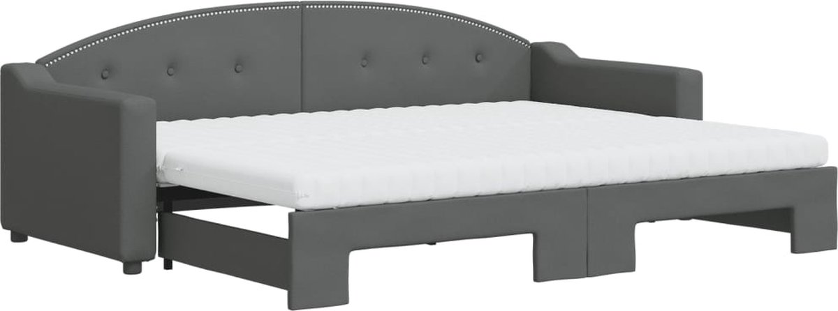 vidaXL Slaapbank - onderschuifbed - matrassen - 80x200 - cm - stof - donkergrijs