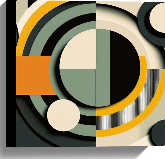 Canvas - Abstract - Figuren - Cirkels - Rondjes - Strepen - Kleuren - 30x30 cm Foto op Canvas Schilderij (Wanddecoratie op Canvas)