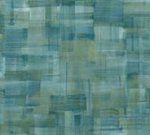 PENSEELSTREKEN BEHANG | Canvas Structuur - groen blauw geel - A.S. Création Geo Nordic
