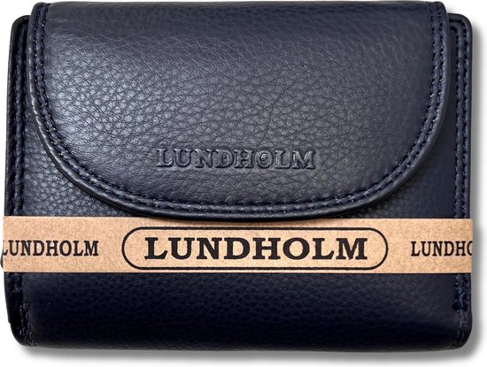Lundholm portefeuille femme pliable bleu foncé RFID - Portefeuille en cuir dames avec protection anti-skim - cadeaux pour femmes portefeuille pliable dames