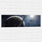 Muursticker - Ruimte - Planeet - Sterren - 90x30 cm Foto op Muursticker