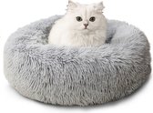 CALIYO Hondenmand Donut - Kattenmand 50 cm- Fluffy Hondenkussen - Geschikt voor honden/katten tot 30 cm - Lichtgrijs