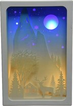 Kerst led lamp hert met sterrenhemel 22 x 14.5 cm groot - Decoratie - Werkt op batterijen