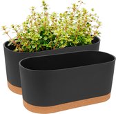 2-pack bloembakken plantenbakken 40x7cm zelfwater gevende potten met drainagegaten en bakken moderne decoratieve bloempot voor alle kamerplanten, bloemen, kruiden (donkergrijs)…