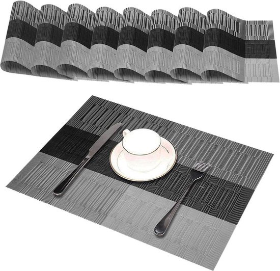 Placemats, afwasbaar, 8delige set, slijt en hittebestendig, antislip