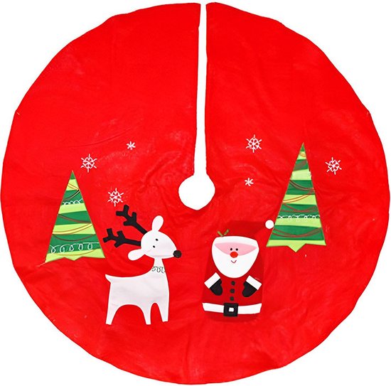Kerstboomrok/kerstboom voet kleed rood vilt 90 cm - Kerstversiering - Kerstboom rok/rokken