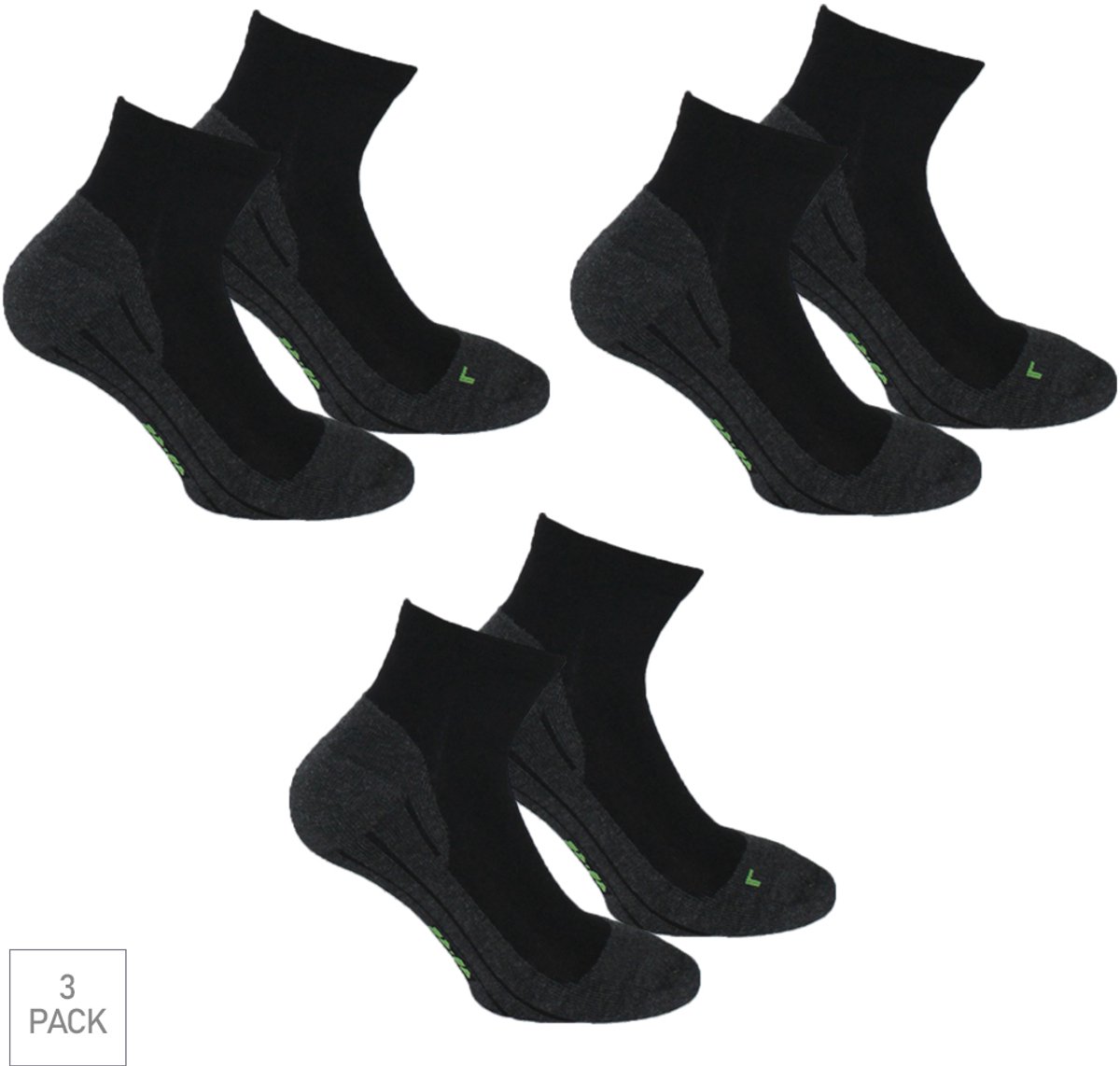 Boru Bamboo 3-Pack Quarter Wandelsokken XP Bamboe Hypoallergeen Heren Dames – 39-42 2343 Zwart