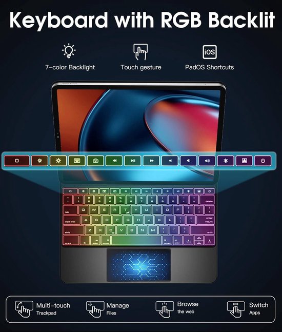 OMOTON Clavier pour iPad Air 13 2024 (M2), iPad Pro 12.9 6e/5e/4e/3e Gén, Magic Keyboard avec OMOTON Clavier pour iPad Air 13 2024 (M2), iPad Pro 12.9 6e/5e/4e/3e Gén, Magic Keyboard avec