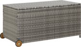 The Living Store Opbergbox - Poly Rattan - Lichtgrijs - 120x65x61 cm - Met Handvat en Wielen