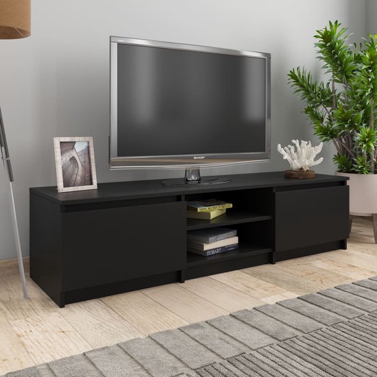 The Living Store Tv-meubel Classic - 140x40x35.5 cm - Zwart